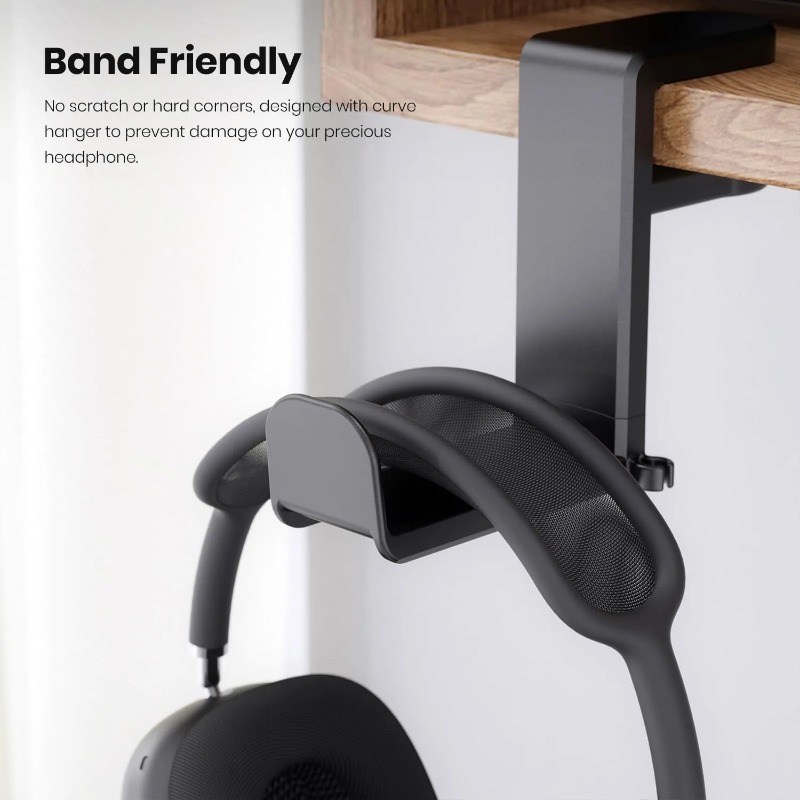 Headphone Stand Desk - ที่แขวนหูฟังแบบหมุนได้ 360 องศา ไม่ต้องเจาะ ติดตั้งบนโต๊ะหรือผนัง -