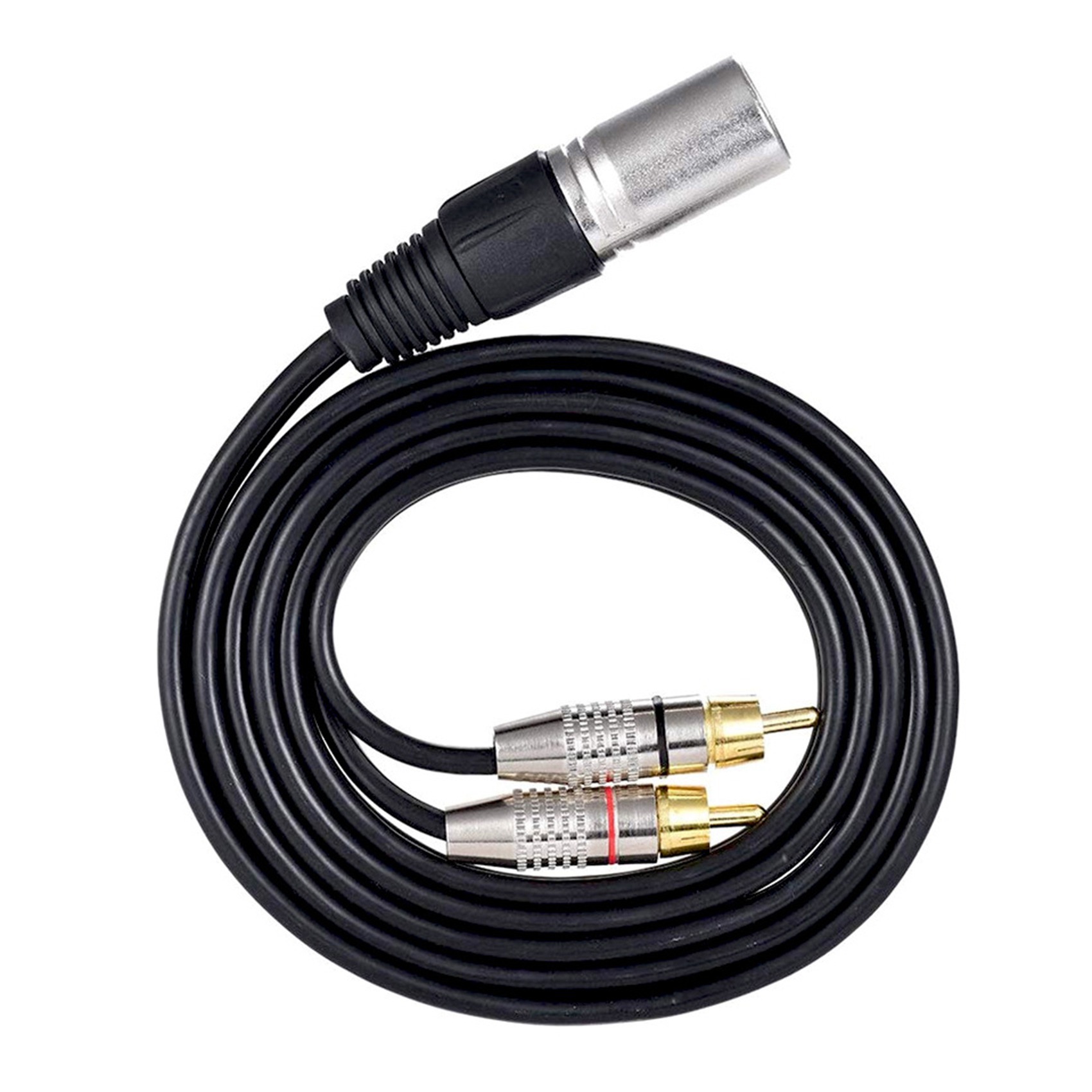 Audio Splitter Y - ขั้วต่อสายออดิโอสเตอริโอ1 XLR ตัวผู้ต่อ2 RCA ตัวผู้สายแยก Y